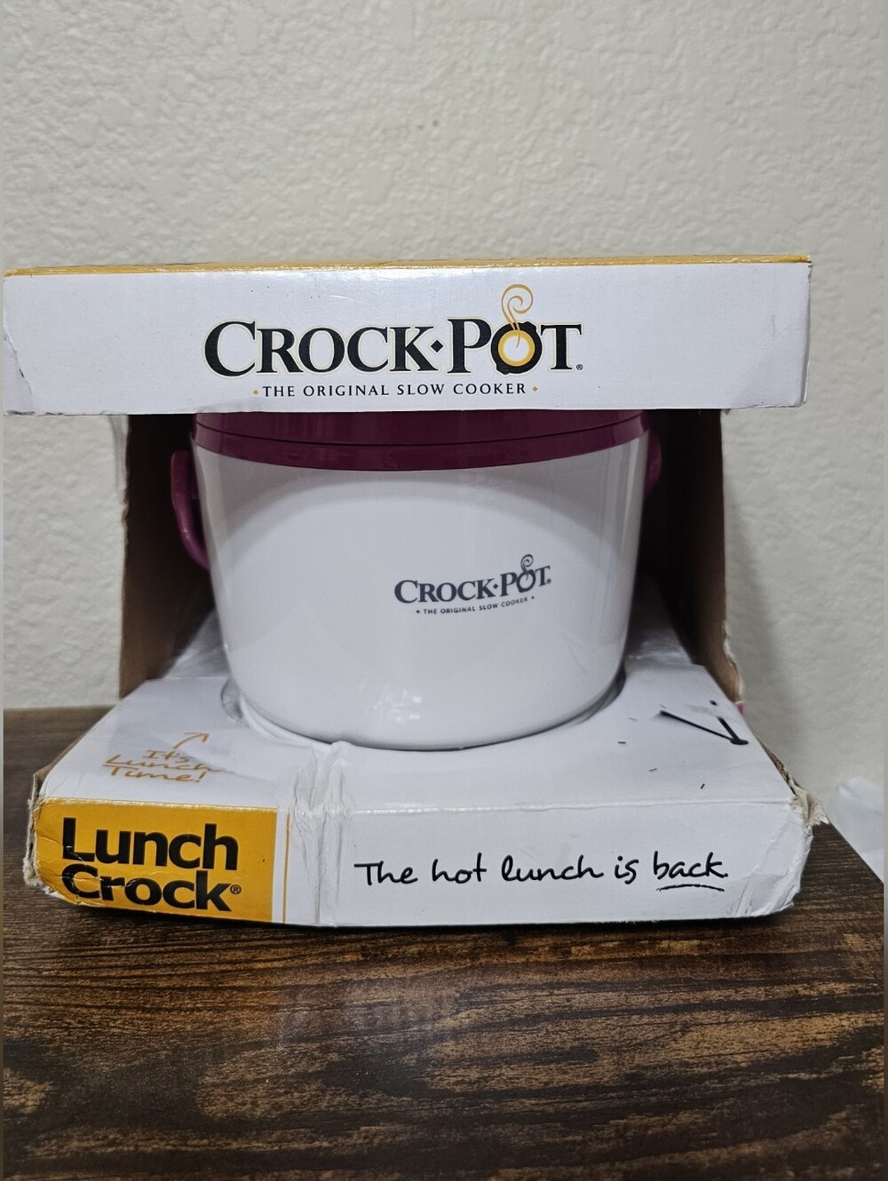Crock Pot Lunch Crock Portable Slow Cooker - White with Purple Lid